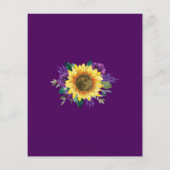 パープルサンフラワーライトバジェットブライダルシャワー招待状 (裏面)