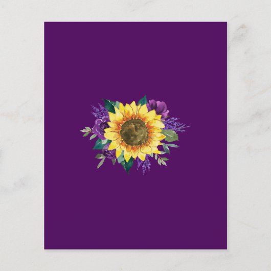 パープルサンフラワーライトバジェットブライダルシャワー招待状 (裏面)