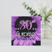 パープルサンフラワー30thサプライズ誕生日テンプレート 招待状 (スタンド正面)
