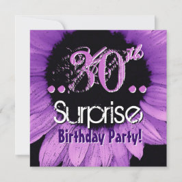 パープルサンフラワー30thサプライズ誕生日テンプレート 招待状
