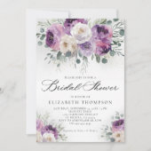 パープルサージラベンダーユーカリプトゥスシックブライダルシャワー 招待状 (正面)