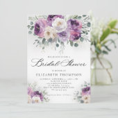 パープルサージラベンダーユーカリプトゥスシックブライダルシャワー 招待状 (スタンド正面)