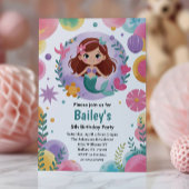 パープルザシーマーメイドバースデーパーティーInvita 招待状