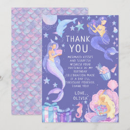 パープルザートザリトルマーメイドオールエイジズ誕生日 サンキューカード