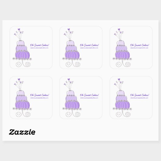 パープルシお洒落ック結婚のケーキステッカー スクエアシール (シート)