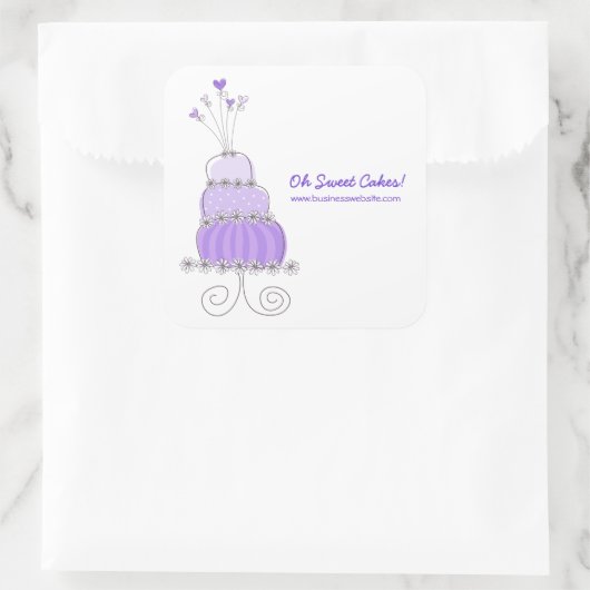 パープルシお洒落ック結婚のケーキステッカー スクエアシール (バッグ)