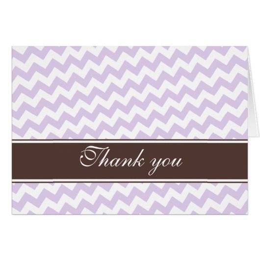パープルシェブロンストライプブラウンカスタムサンキューカード (正面横)