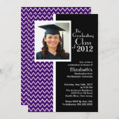 パープルシェブロンフォト卒業パーティー招待状 招待状 (正面/裏面)
