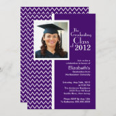 パープルシェブロンフォト卒業パーティー招待状 招待状 (正面/裏面)