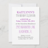 パープルシェブロン体操パーティー招待状 招待状 (裏面)