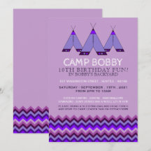 パープルシェブロン ティピー キャンプ 誕生日