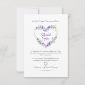 パープルシェードフローラ水彩ハートカスタム写真 サンキューカード (正面)