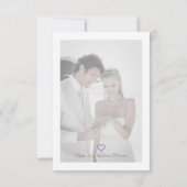 パープルシェードフローラ水彩ハートカスタム写真 サンキューカード (裏面)