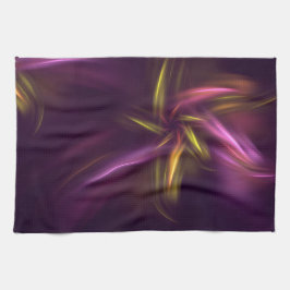 パープルシェード抽象芸術フラワーファンタジー キッチンタオル