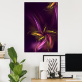 パープルシェード抽象芸術フラワーファンタジー ポスター (ホームオフィス)