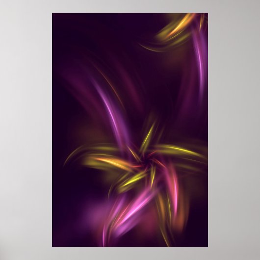 パープルシェード抽象芸術フラワーファンタジー ポスター (正面)