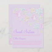 パープルシックスノーフレークスウィート16招待状 招待状 (正面/裏面)