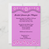 パープルシックスペタルピンク花ブライダルシャワー招待状 招待状 (正面)