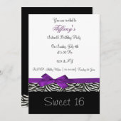 パープルシックSweet sixteenパーティの招待状 招待状 (正面/裏面)