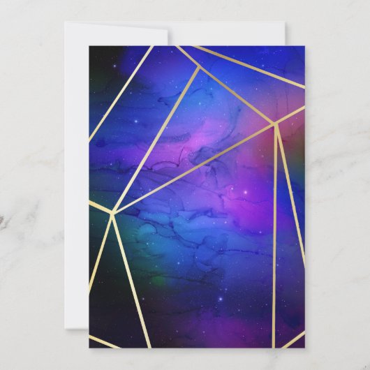 パープルシテニアアートジオメトリック金ゴールドブライダルシャワー 招待状 (裏面)