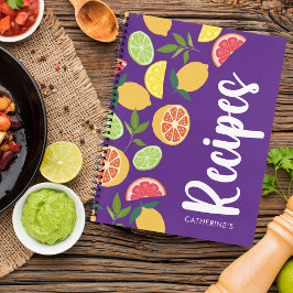 パープルシトラスレモンオレンジパターン名レシピ ノートブック