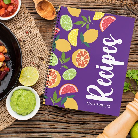 パープルシトラスレモンオレンジパターン名レシピ ノートブック