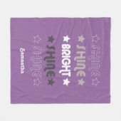 パープルシャイン。シャイン。明るい。シャイン。シャイン。 フリースブランケット (正面(横))
