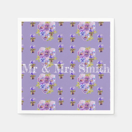 パープルシャビーパンシーデコーサービエットナプキンス薄紫 スタンダードカクテルナプキン (正面)
