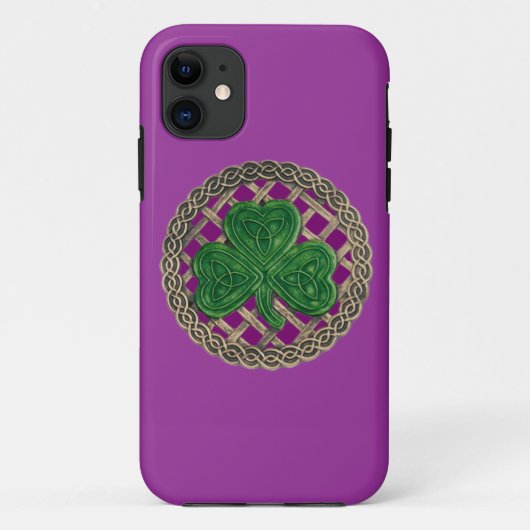 パープルシャムロックとケルト結び目模様iPhone 5ケース Case-Mate iPhoneケース (裏面)
