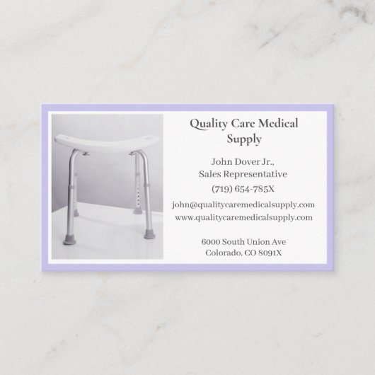 パープルシャワーチェア機器メディカルシニアシ気にア 名刺 (正面)