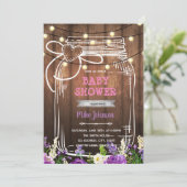 パープルシャワーメイソンジャー誕生日招待状 招待状 (スタンド正面)