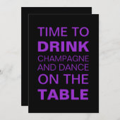 パープルシャンパン&踊り21歳招待状 招待状 (正面/裏面)