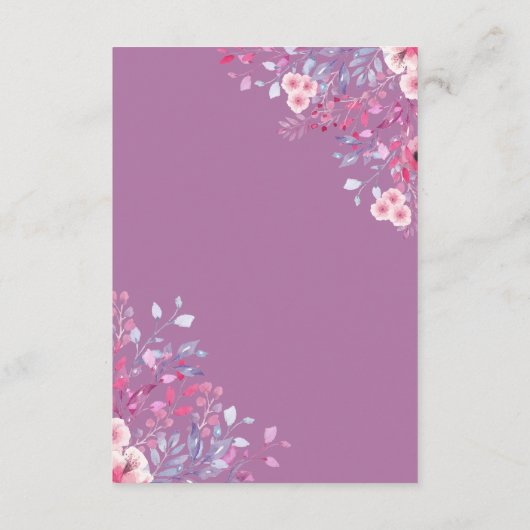 パープルシャーズ カントリー ワイルドフラワーズ フローラル ウェディング エンクロージャーカード (裏面)