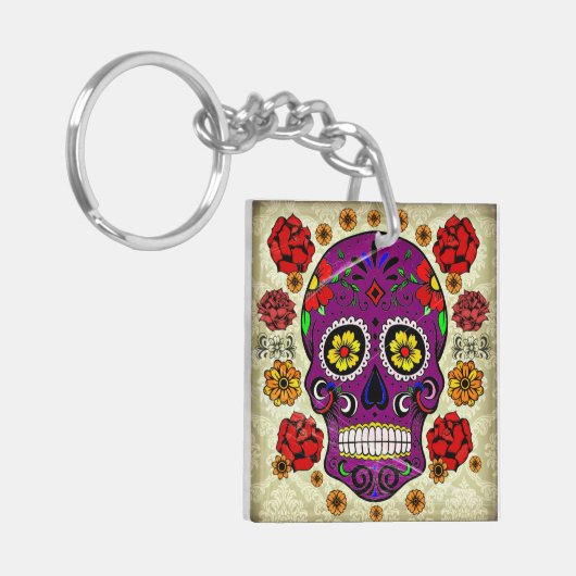パープルシュガースカルデーオブザデッドキーチェーン キーホルダー (正面左)