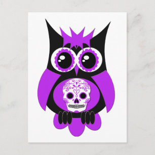 パープルシュガースカルフクロウ葉書 ポストカード