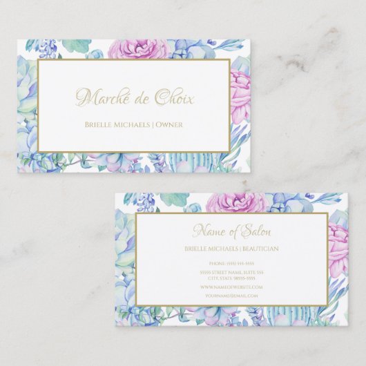 パープルショガーリーキュレントフローラ美しいブティック 名刺 (正面/裏面)