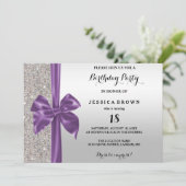 パープルシルクボウシルバーシーキンズ18誕生日 招待状 (スタンド正面)