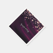 パープルシルク&金ゴールドスパエレガントークルズグラムパーティー スタンダードカクテルナプキン (角)