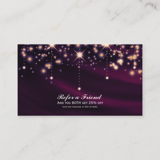 パープルシルク&金ゴールドスパークルサロンフレンド参照 紹介カード (正面)