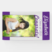 パープルシルバーおめでとう フォト 卒業パーティー 横断幕 (横)