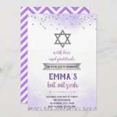 パープルシルバーこうもりミズバ招待 招待状 (正面/裏面)