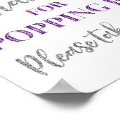 パープルシルバーの紙吹雪 サプライズ訪問ありがとうございます 看板 ポスター (角)