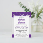パープルシルバーはっきりしたグラードパーティー卒業 インビテーションポストカード (スタンド正面)