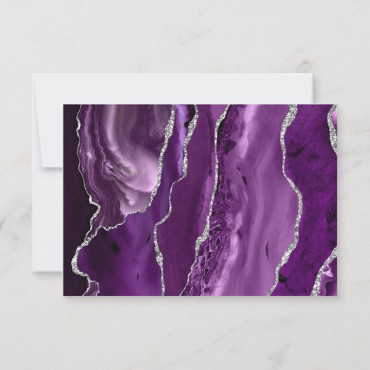 パープルシルバーアゲイト食事オプションダークウェディングRSVP 出欠カード (裏面)