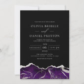 パープルシルバーアゲートエレガントモダンウェディング 招待状 (正面)