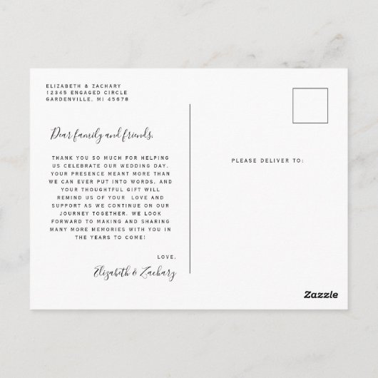 パープルシルバーアゲートカスタム写真ありがとう ポストカード (裏面)