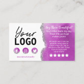 パープルシルバーアゲートグリッターホワイトサンキュー 名刺 (裏面)