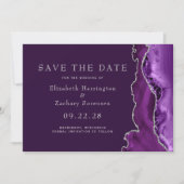 パープルシルバーアゲートプラムのSave the Date 招待状 (正面)
