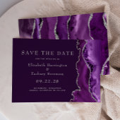 パープルシルバーアゲートプラムのSave the Date 招待状