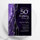 パープルシルバーアゲート50誕生日 招待状